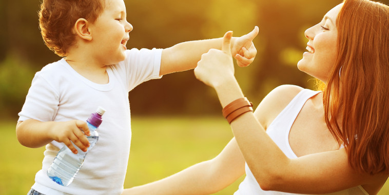 Lady Smiling with Child