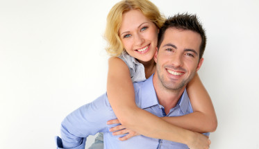 Smiling Young Couple White Background