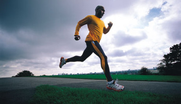 A man running through a park