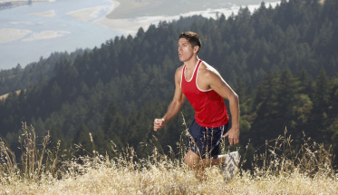 man running on mountain