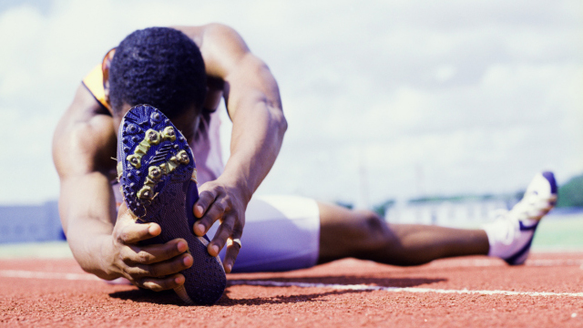 man stretching